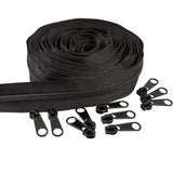 Nylon Closed-end Zipper and Zinc Alloy Zipper Sliders Zipper Head, Black, 36x10.5x9mm