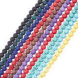 Natural Lava Rock Beads Strands, Dyed, Round, Mixed Color, 8~8.5mm, Hole: 0.7~1mm, about 47pcs/strand, 14.96 inch(38cm), 10strands/set