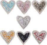 Glitter Hotfix Rhinestone, Hot Melt Adhesive on the Back, Costume Accessories, Heart, Mixed Color, 50x50x1.5mm, 7 colors, 1pc/color, 7pcs/box