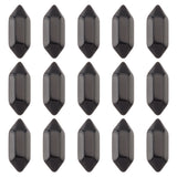 Faceted No Hole Natural Black Obsidian Beads, Healing Stones, Reiki Energy Balancing Meditation Therapy Wand, Double Terminated Point, for Wire Wrapped Pendants Making, Dyed & Heated, 20x9x9mm, 15pcs/box