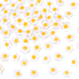 Natural White Shell Beads Strands, Double Sides with Enamel, Flower, Orange, 6~7x6.5~7x4mm, Hole: 0.7mm, about 61~63pcs/strand, 14.76 inch~15.16 inch(37.5~38.5cm), 1 strand/box