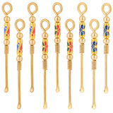 9Pcs 3 Colors Brass Enamel EarPicks, Golden, Spiral, Mixed Color, 7.7x1x0.55cm, Hole: 6.5x5.5mm, 3pcs/color