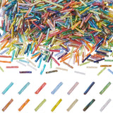 1120Pcs 14 Colors Transparent Colours Rainbow Glass Twist Bugle Beads, Round Hole, Mixed Color, 11~12x2mm, Hole: 0.8mm, 80Pcs/color