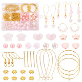 DIY Beaded Earring Making Kit, Inclduing Heart & Star & Imitation Pearl Acrylic Beads, Brass Hoop Earrings Findings & Earring Hooks, Pink, 247Pcs/box