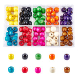 Natural Wood Beads, Dyed, Barrel, Lead Free, Mixed Color, 11x12mm, Hole: 3~5mm, 10 colors, about 10pcs/color, about 100pcs/box