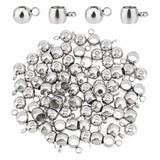 80Pcs 2 Style 304 Stainless Steel Tube Bails, Loop Bails, Rondelle and Barrel Bail Beads, Stainless Steel Color, 9x5x6mm, Hole: 2mm, 40pcs/style