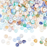 2 Strands 4 Colors Natural Shell Beads Strands, Dyed, Flat Round, Mixed Color, 4x0.5~2.5mm, Hole: 0.8mm, about 100~115pcs/strand, 7.58 inch(19.25cm), 0.5 strand/color