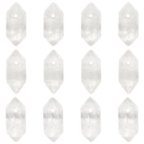 Natural Quartz Crystal Double Terminal Pointed Pendants, Rock Crystal, Faceted Bullet Charm, 18.5~20x8~9x8~9mm, Hole: 1.5mm, 12pcs/box