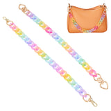 2Pcs 2 Style Rainbow Color Transparent Acrylic Curb Chain Bag Handles, with Golden Alloy Swivel Clasps and Spring Gate Rings, for Bag Straps Replacement Accessories, Colorful, 43.5~46cm, 1pc/style