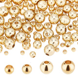 160Pcs 4 Styles Brass Beads, Long-Lasting Plated, Round, Real 24K Gold Plated, 2~5mm, Hole: 1~1.2mm, 40pcs/style