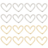 30Pcs 2 Colors Brass Linking Rings, Long-Lasting Plated, Heart, Real 18K Gold Plated, Mixed Color, 11.5x13x1mm, Inner Diameter: 4x11mm, 15pcs/color