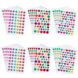 30 Sheets 3 Styles Holographic PVC Waterproof Self Adhesive Laser Stickers, Rainbow Color Round & Star & Heart Decals for Art Craft, DIY Scrapbooking, Colorful, 101~151x100~151x0.1mm, 10 sheets/style