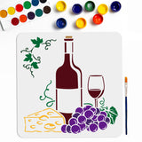 1Pc PET Hollow Out Drawing Painting Stencils, for DIY Scrapbook, Photo Album, with 1Pc Art Paint Brushes, Grape, 300x300mm