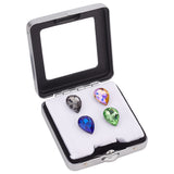 Rectangle Iron Loose Diamond Display Boxes, Small Jewelry Storage Case with Sponge, Platinum, 6.05x5.5x1.65cm