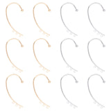 12Pcs 2 Color Brass Ear Cuff Findings, Non Piercing Ear Wire, with 3 Loop, Platinum & Golden, 50x28x4mm, Hole: 1.8mm, 6pcs/color