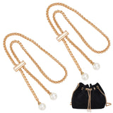 2Pcs Alloy Bucket Bag Drawstring Chains, with Resin Imitation Pearl Beads, Light Gold, 64.8cm