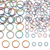 150Pcs 2 Styles Ion Plating(IP) 304 Stainless Steel Jump Rings Sets, Round Ring, Open Jump Rings, Rainbow Color, 18~20 Gauge, 6~12x0.8~1mm, Inner Diameter: 4.4~10mm, 50pcs