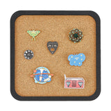 Wall Mounted Brooch Jewelry Display Cork Tray, Wooden Enamel Pins Collection Display Board Holder with Alloy Hook, Square, 19.9x19.9x1.95cm