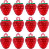 24Pcs Transparent Resin Imitation Fruit Pendants, Strawberry Charms, Red, 18x13mm