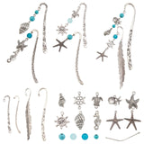 DIY Ocean Theme Metal Bookmask Making Kits, Alloy Links & Pendants & Bookmarks, Glass & Synthetic Turquoise Beads, Brass Eye Pin, Antique Silver & Platinum, Bookmarks: 6Pcs/set