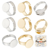 30Pcs 2 Colors Adjustable 304 Stainless Steel Finger Rings Components, Plain Pad Ring Settings, Flat Round, Golden & Stainless Steel Color, Inner Diameter: 17mm, Tray: 12mm, 15Pcs/color