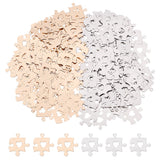 200Pcs 2 Colors Brass Pendants, Puzzle Piece, Etched Metal Embellishments, Long-Lasting Plated, Puzzle with Heart, Mixed Color, 15x13x0.3mm, Hole: 1mm, 100pcs/color