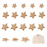 30Pcs 3 Style Alloy Shank Buttons, 1-Hole, Star, Light Gold, 15~22x14.5~23x7~8.5mm, Hole: 2mm, 10pcs/style