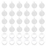 DIY Blank Dome Flat Round Pendant Making Kit, Including 304 Stainless Steel Pendant Cabochon Settings, Glass Cabochons, Stainless Steel Color, 25x22x2mm, Hole: 3mm, 60Pcs/box