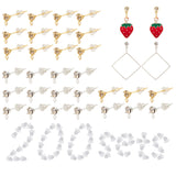 Brass Post Earring Findings, with Loop and Rhinestone, Plastic Ear Nuts, Golden & Silver, 300pcs/box