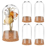 4 Sets Transparent Glass Dome Jar Cloche Display Cases, with Cork Pedestals, for Plants, Food, Candles Offic Home Decor, Arch, Clear, Finished Product: 37x78mm