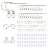 150Pcs 316 Surgical Stainless Steel French Earring Hooks, Flat Ear Wire with Ball, with 150Pcs Jump Rings & 200Pcs Plastic Ear Nuts, Stainless Steel Color, 21 Gauge, 15.5~16x18.9~19mm, Hole: 2mm, Pin: 0.7mm
