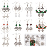 DIY Mushroom Earring Making Kit, Including Alloy & Acrylic Pendants, Imitation Jade Glass Beads, Brass Earring Hooks & Wine Glass Charm Rings, Antique Silver & Platinum, 138Pcs/box