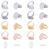 DIY Ring Making, with Adjustable 304 Stainless Steel Finger Rings Components and Transparent Oval Glass Cabochons, Mixed Color, Finger Rings Components: Size 7, 17mm, Tray: 18.5x13.5mm, 16pcs/box, Glass Cabochons: 18x13x4~5mm, 24pcs/box
