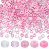 1000Pcs 5 Colors Opaque & Transparent Plastic Beads, Barrel, Mixed Color, 9x6mm, Hole: 3.8mm, 200pcs/color