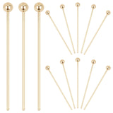 300Pcs Brass Ball Head Pins, Real 14K Gold Plated, 20x0.5mm, 24 Gauge, Head: 2mm