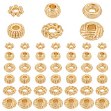 300Pcs 6 Style Rack Plating Alloy Spacer Beads, Wreath & Disc & Rondelle, Mixed Shapes, Light Gold, 4~6x1.3~3mm, Hole: 1.2~1.5mm, 50pcs/style