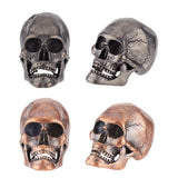 4Pcs 2 Colors Brass European Beads, Large Hole Beads, Skull, Mixed Color, 21x14x20mm, Hole: 6mm, 2pcs/color