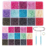 12000Pcs 15 Colors 12/0 Glass Seed Beads, Transparent Inside Colours, Round, Mixed Color, 2~2.5x1.5~2mm, Hole: 0.8mm, about 800Pcs/color