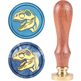 Wax Seal Stamp Set, Sealing Wax Stamp Solid Brass Head,  Wood Handle Retro Brass Stamp Kit Removable, for Envelopes Invitations, Gift Card, Dinosaur Pattern, 83x22mm