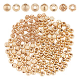 160Pcs 4 Style Long-Lasting Plated Brass Beads, Round, Real 24K Gold Plated, 4x3.5~4mm, Hole: 1.2~1.6mm, 40pcs/style