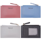 4Pcs 4 Colors PU Leather Wristlet Wallets, Korean Style Change Purse, Credit Card Holder, with Iron Zipper, Rectangle, Mixed Color, 8.7x14x0.9cm, 1pc/color