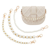 3Pcs 3 Style ABS Plastic Imitation Pearl Beaded Bag Handles, with Alloy Swivel Clasps, for Bag Replacement Accessories, White, 30.2~30.9cm, 1pc/style