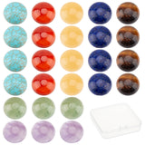 28Pcs 7 Style Carnelian & Yellow Aventurine & Tiger Eye & Green Aventurine & Lapis Lazuli & Amethyst & Turquoise Cabochons, Half Round, 12x5~6mm, 4pcs/style