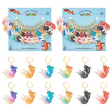 12Pcs 6 Colors Goldfish Locking Stitch Markers, UV Printing Acrylic Charm Stitch Marker with 304 Stainless Steel Hoop, Golden, 4.3cm, 2pcs/color