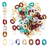 120Pcs 6 Colors Two Tone Acrylic Linking Rings, with 120Pcs CCB Plastic Linking Rings, Quick Link Connector, for Cable Chain Making, Mixed Color, 19~24x12~18x4.5~5mm