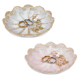 2Pcs 2 Colors Porcelain Jewelry Dish, Ring Holder Dish, Flower Shape Jewelry Organizer Tray, Trinket Jewelry Holder Home Decor for Earrings, Necklace, Mixed Color, 112x18mm, 1pc/color