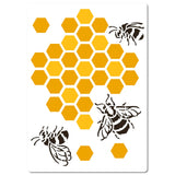 Bees Theme PET Plastic Hollow Out Drawing Painting Stencils Templates, Rectangle, Hive Pattern, 297x210mm