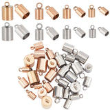 32Pcs 8 Style 304 Stainless Steel Cord Ends, End Caps Glue in Barrel End Caps, Cord Finding for Jewelry Making, Rose Gold & Stainless Steel Color, 8~12x4~7mm, Hole: 1.8~3mm, Inner Diameter: 2~6mm, 4Pcs/style