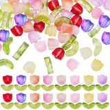DIY Tulip Beads Jewelry Making Finding Kit, Including 160Pcs 10 Styles Transparent Glass & Handmade Lampwork Beads, Mixed Color, 6.5~9x9~14x5~5.5mm, Hole: 1mm