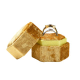 Velvet Ring Boxes, Hexagon, Gold, 4.3x4.9x4.3cm